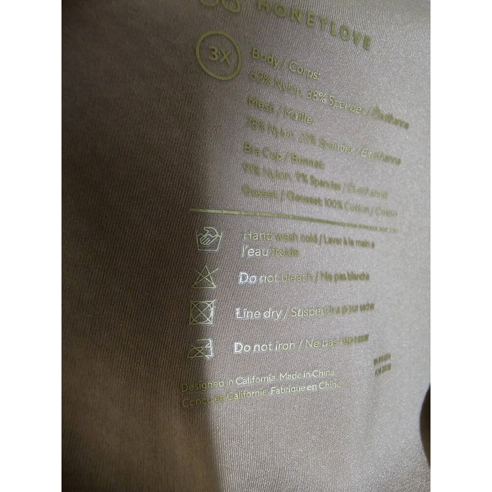 Honeylove LiftWear Tank Bodysuit Shapewear Beige 3X Plus Firm Wireless - Picture 10 of 10